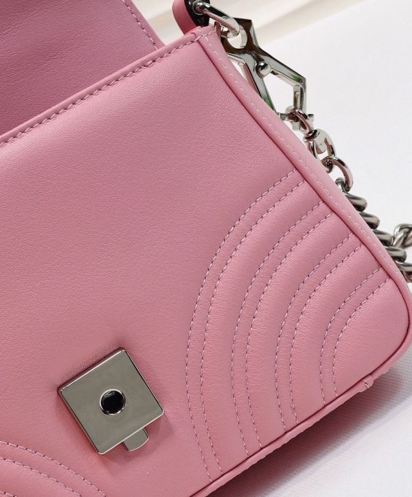 Gucci GG Marmont Silver Chain Shoulder Strap GG Logo Flap Female Pink Quilted Leather Single Top Handle Bag 2022 Price