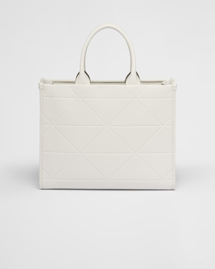 Prada Medium leather Symbole bag with topstitching - White