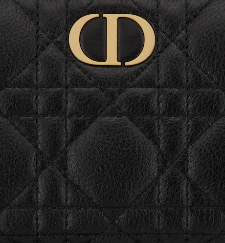 DIOR CARO VOYAGEUR WALLET Black Supple Cannage Calfskin