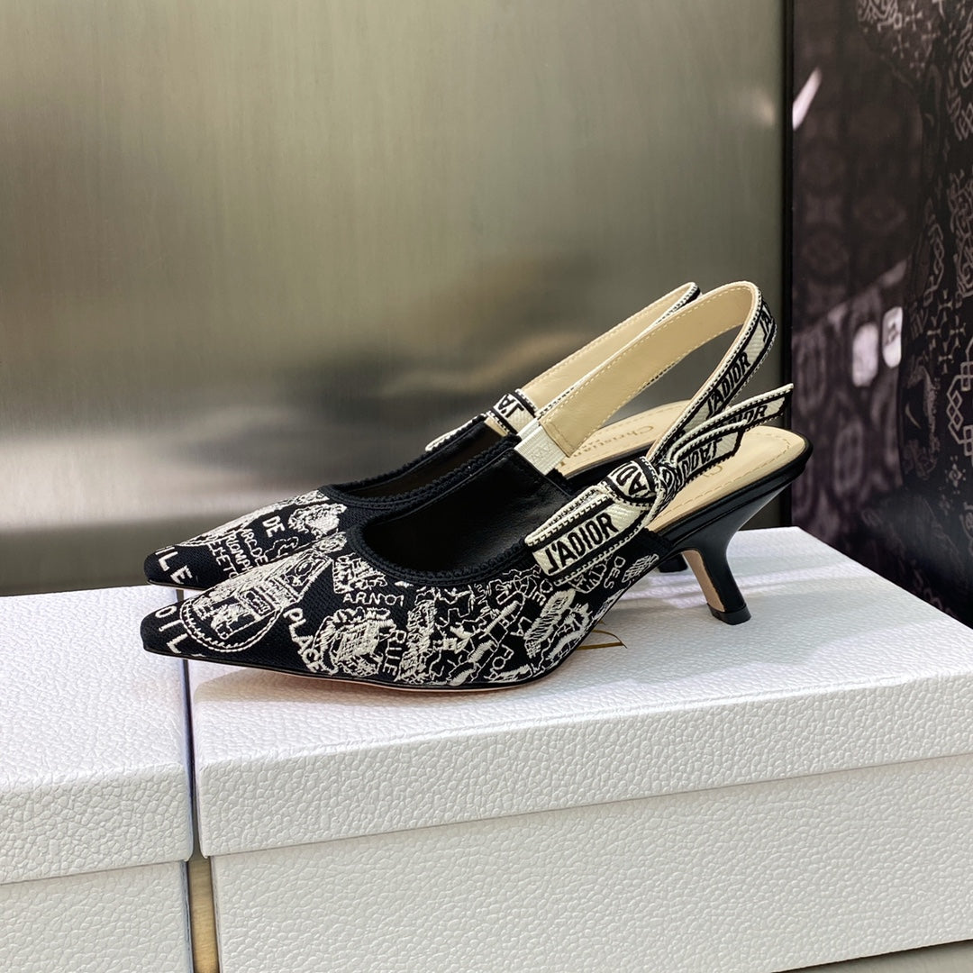 Jacquard Embroidery High Heels