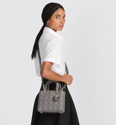 SMALL LADY DIOR MY ABCDIOR BAG Steel Gray Cannage Lambskin