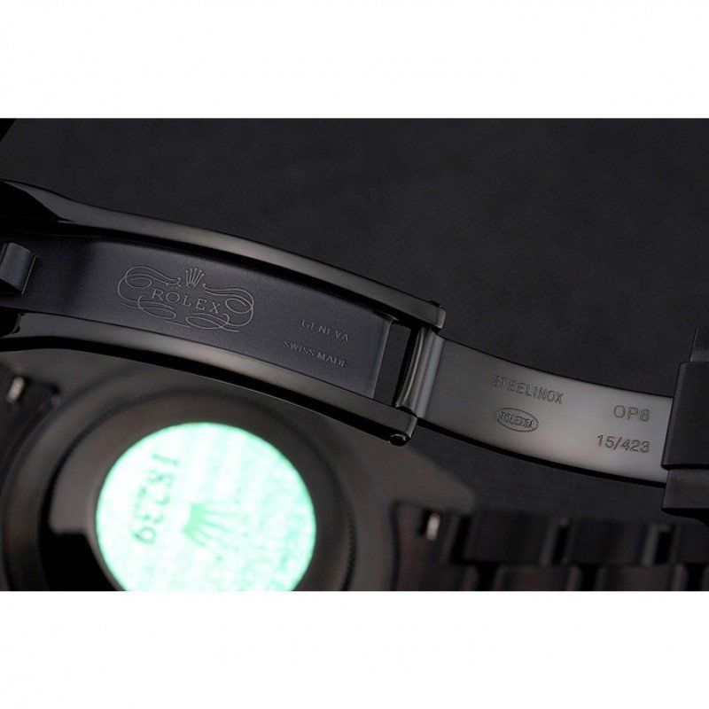 Swiss Rolex GMT Master II Black Dial Blue And Black Bezel Black PVD Case And Bracelet PR18239