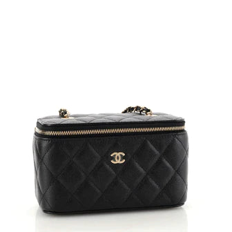 Chanel Classic Vanity Case with Chain Quilted Caviar Small