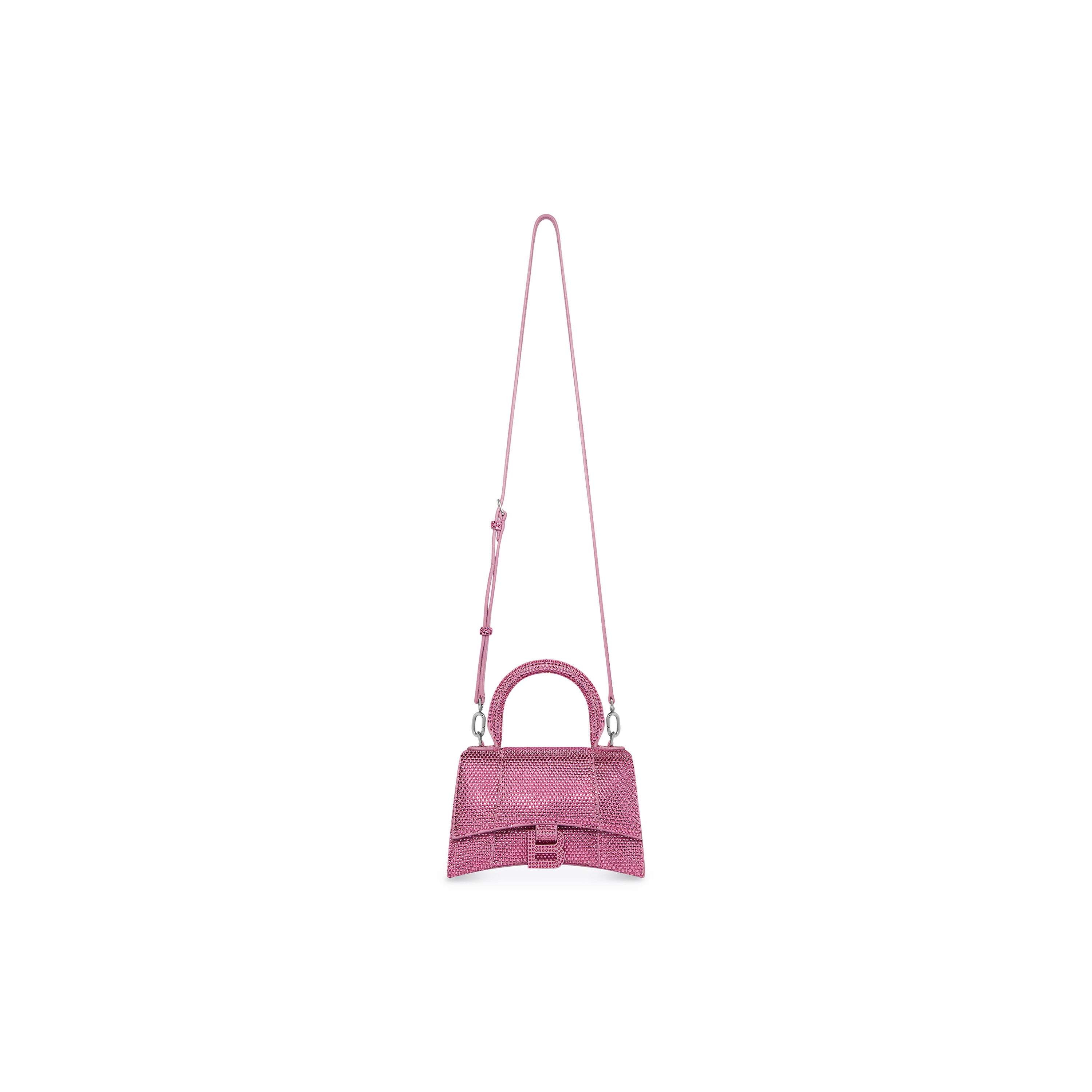 WOMEN'S HOURGLASS XS HANDBAG WITH RHINESTONES IN PINK