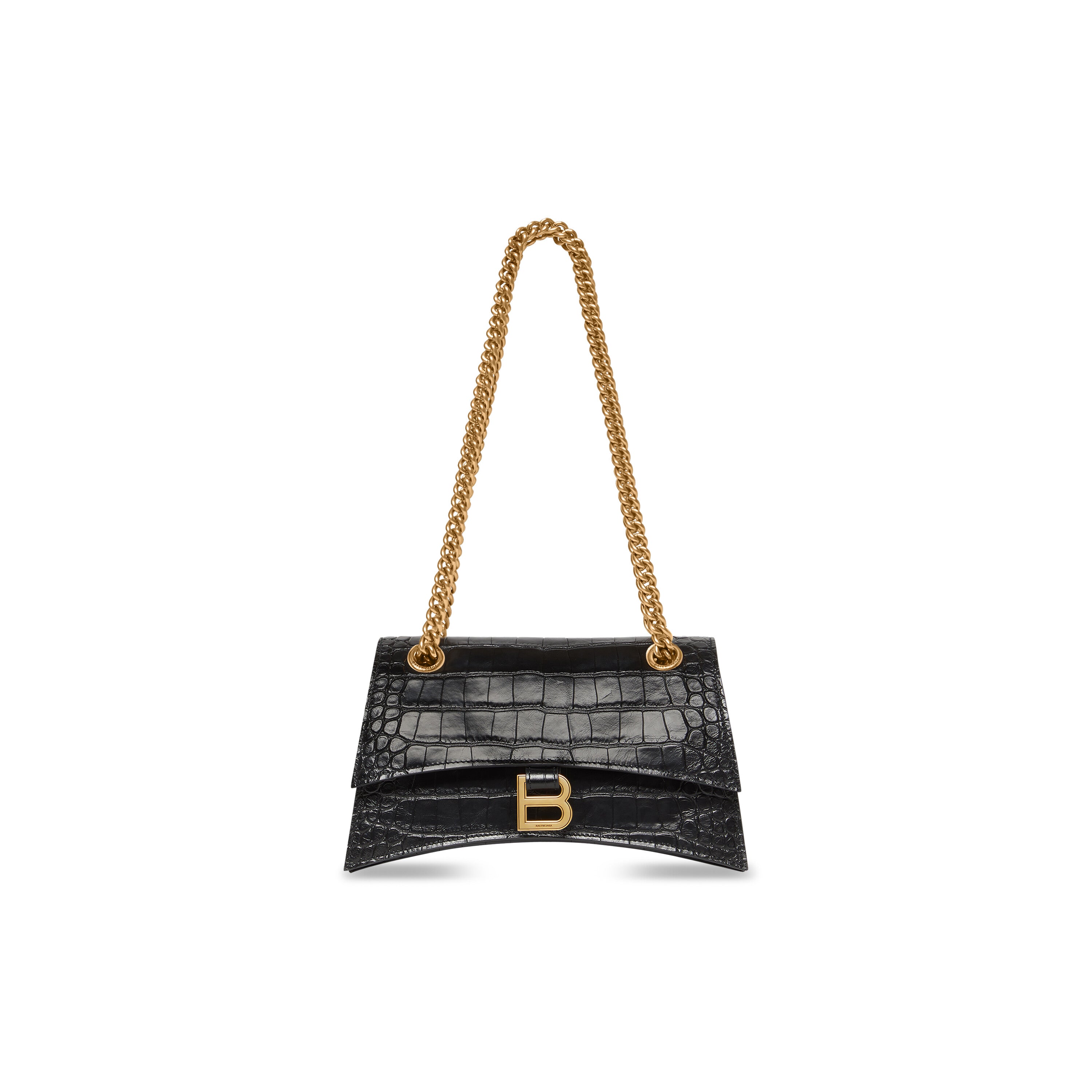 WOMEN'S CRUSH SMALL CHAIN BAG CROCODILE EMBOSSED IN BLACK