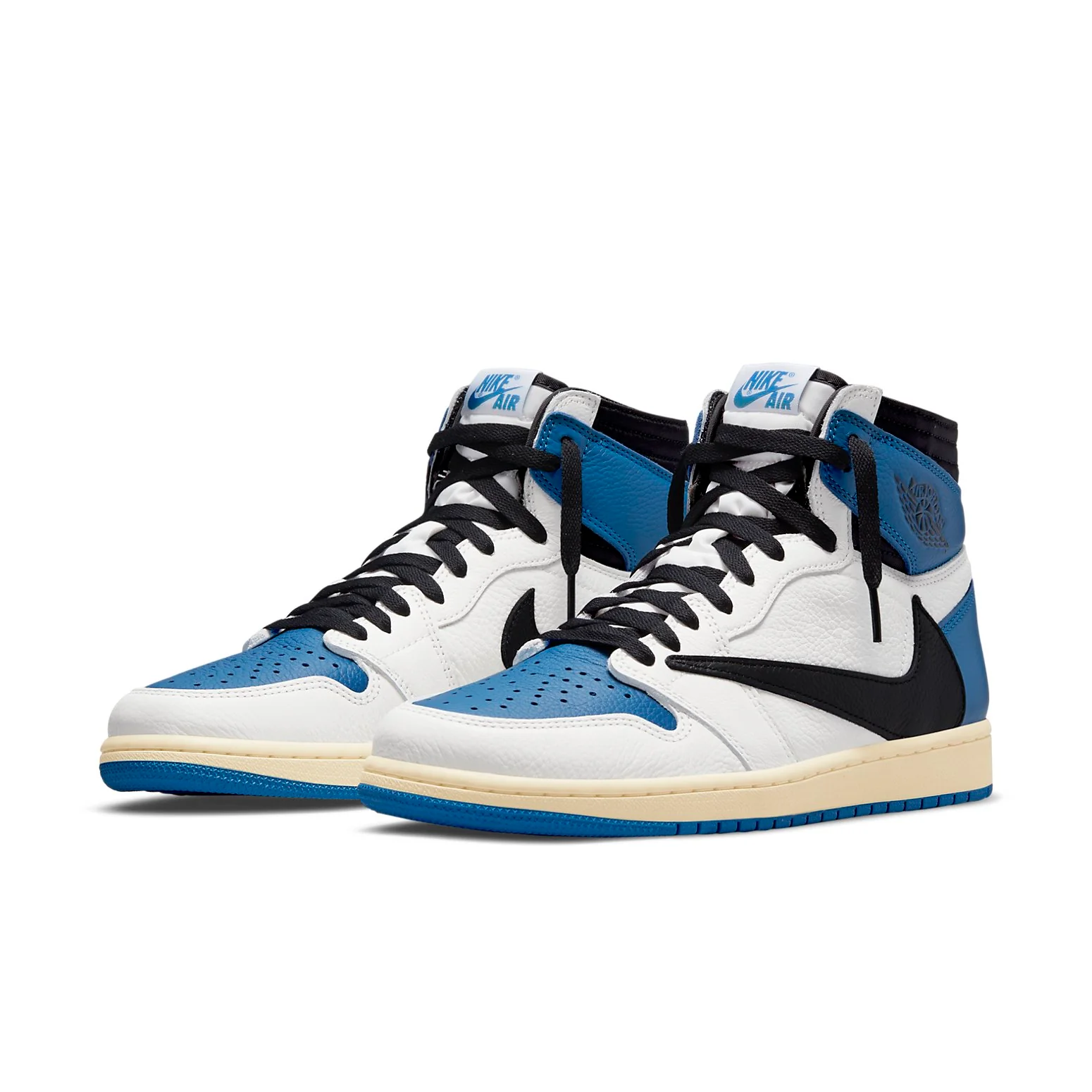 Fragment Design x Travis Scott x Air Jordan 1 Retro High 'Sail Black Military Blue' DH3227-105