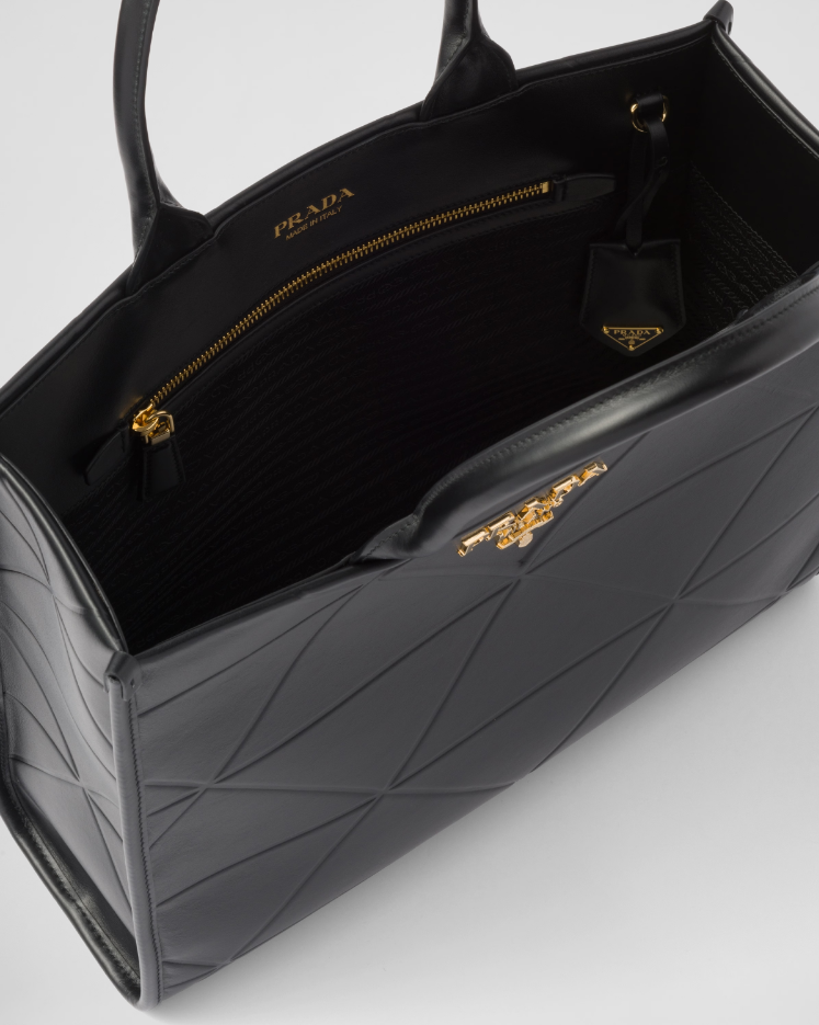 Prada Medium leather Symbole bag with topstitching - Black