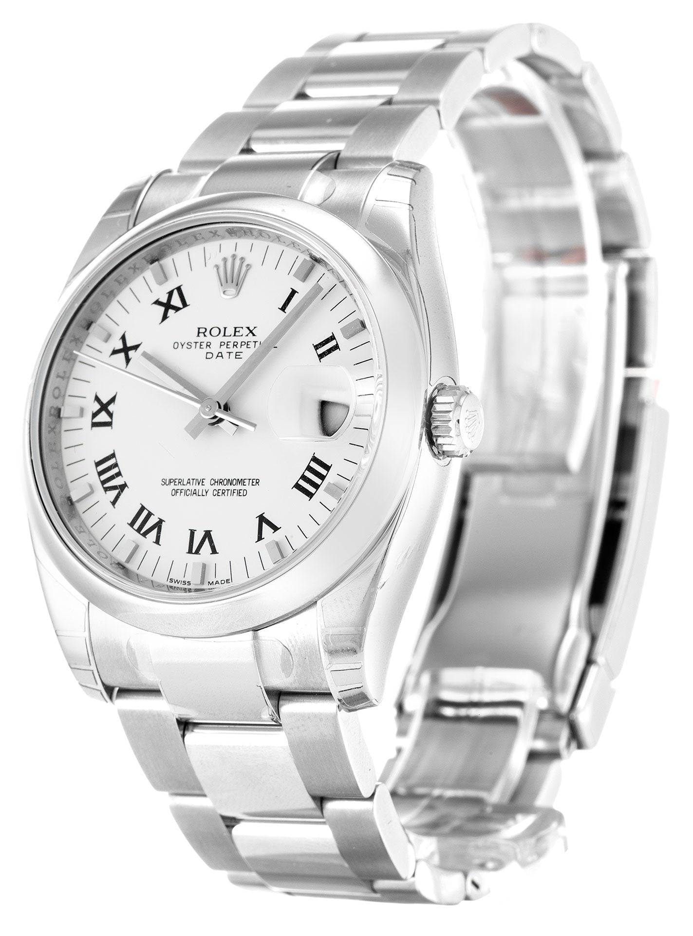Replica Rolex Oyster Perpetual Date 34mm White Dial 115200