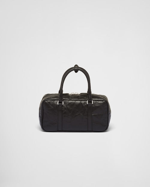 Prada Small antique nappa leather top handle bag - Black