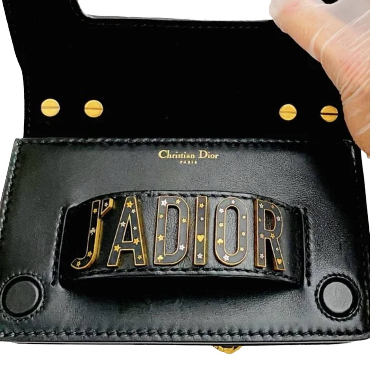 Christian Dior J'adior Chain Flap Bag Embellished Leather Mini