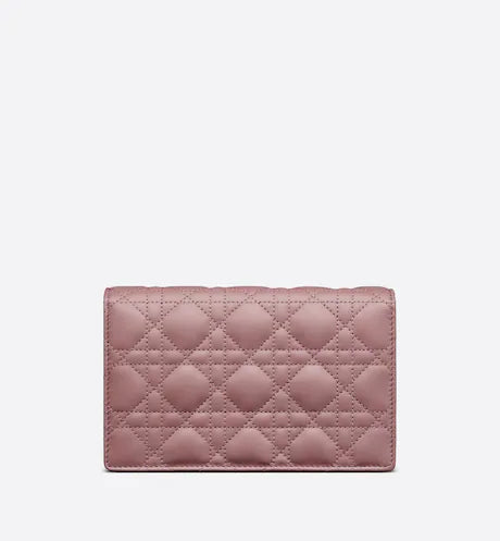 LADY DIOR CHAIN POUCH Peony Pink Cannage Lambskin