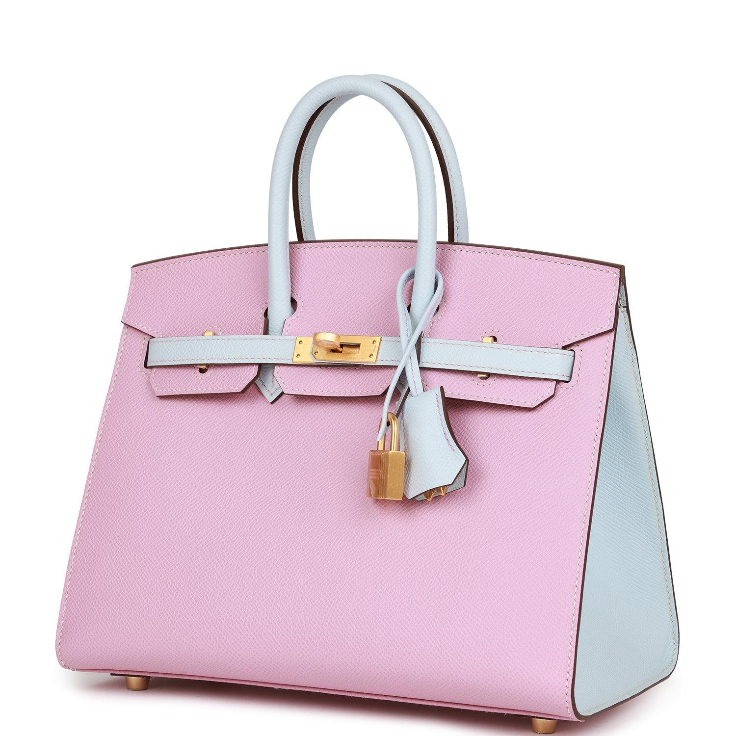 Hermès Special Order (HSS) Birkin Sellier 25 Mauve Sylvestre and Bleu Brume Epsom Brushed Gold Hardware
