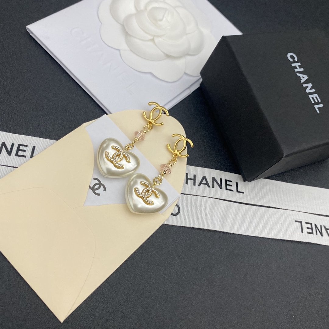 Exquisite Double C Rhinestone Pendant Earrings