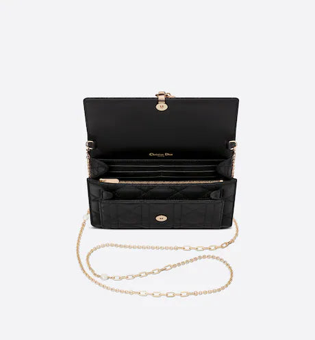 LADY DIOR CHAIN POUCH Black Cannage Lambskin
