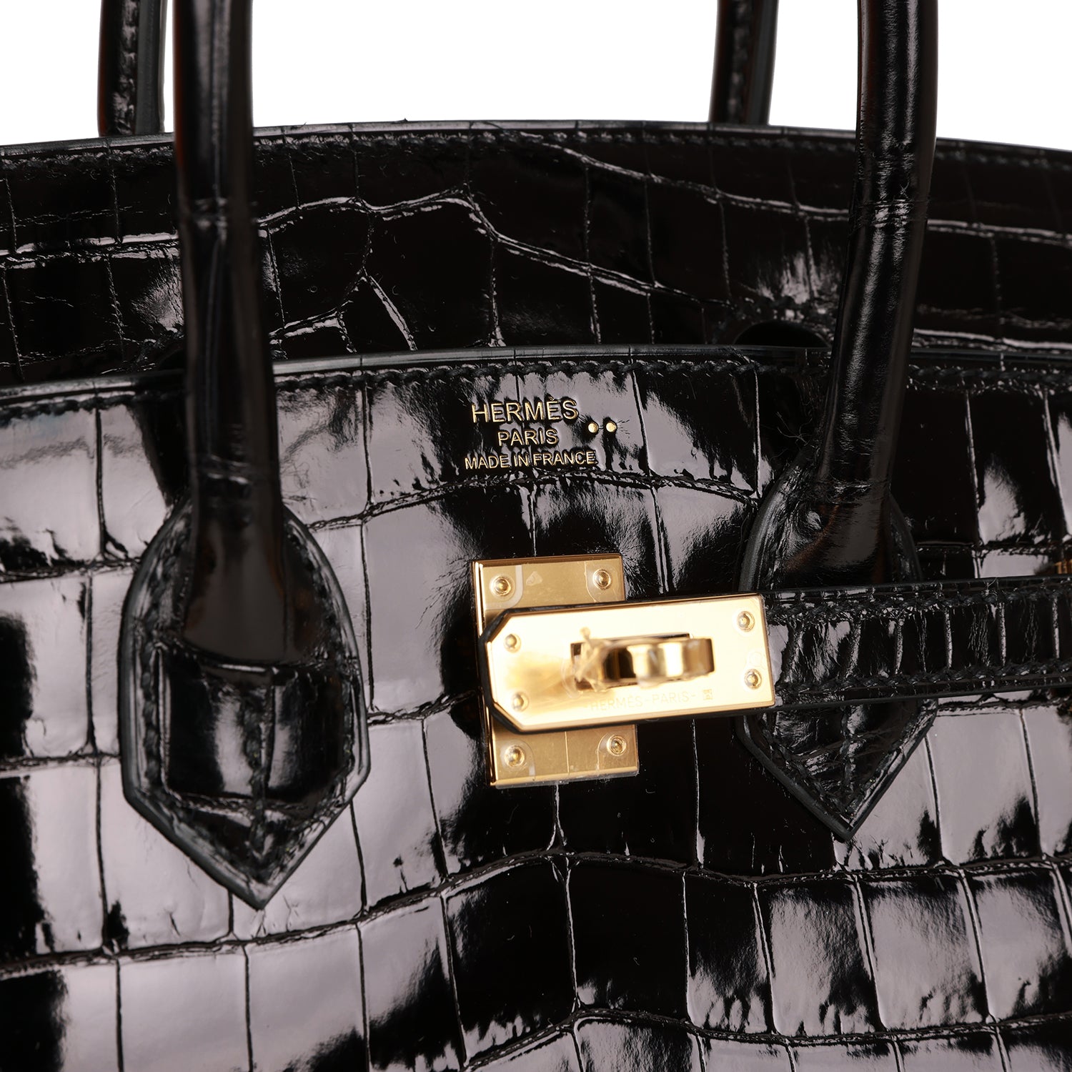 Hermès Birkin 25 Black Shiny Niloticus Crocodile Gold Hardware