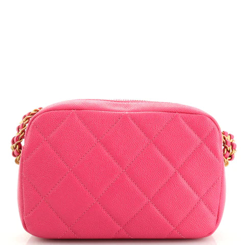 Chain Melody Camera Bag Quilted Caviar Small