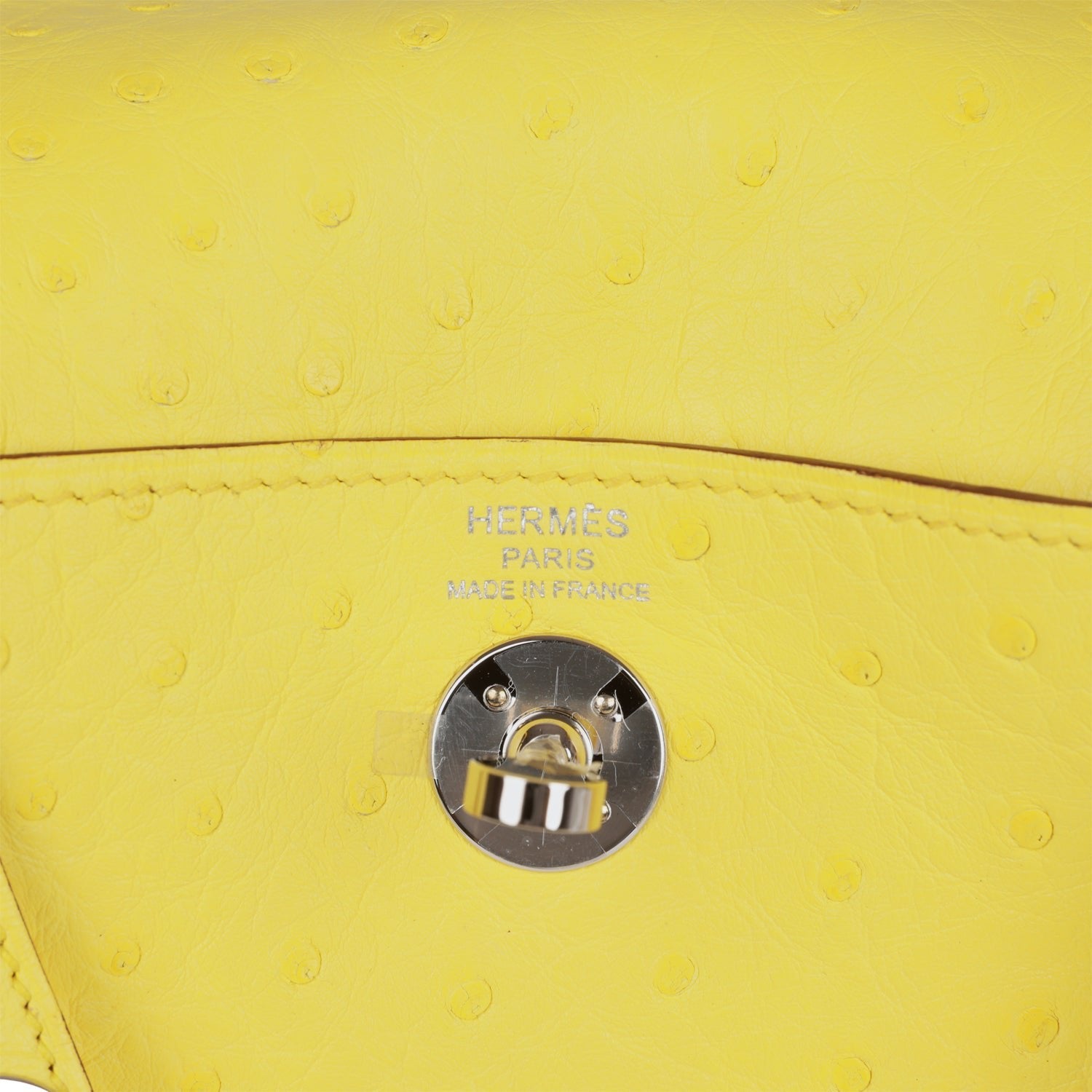 Hermès Mini Lindy Jaune Citron Ostrich Palladium Hardware