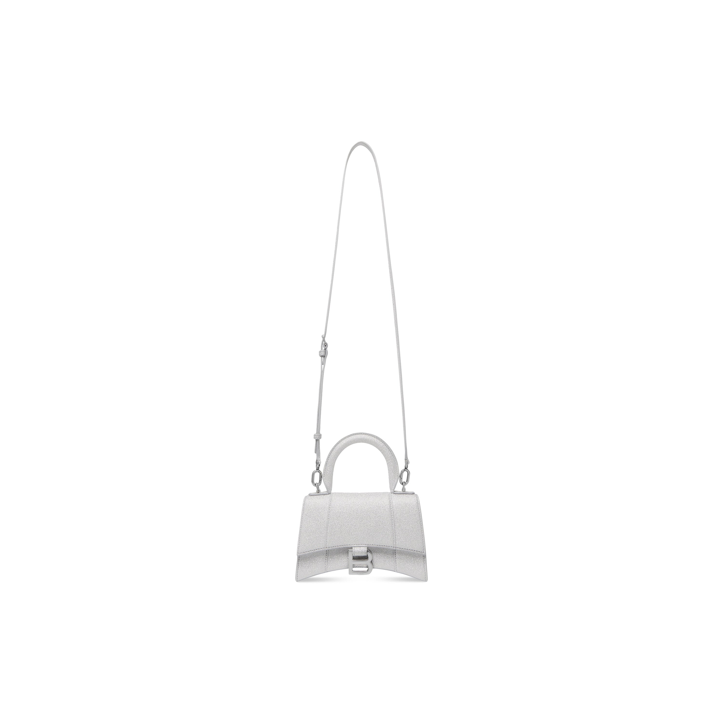 WOMEN'S HOURGLASS XS HANDBAG IN SPARKLING FABRIC IN SILVER