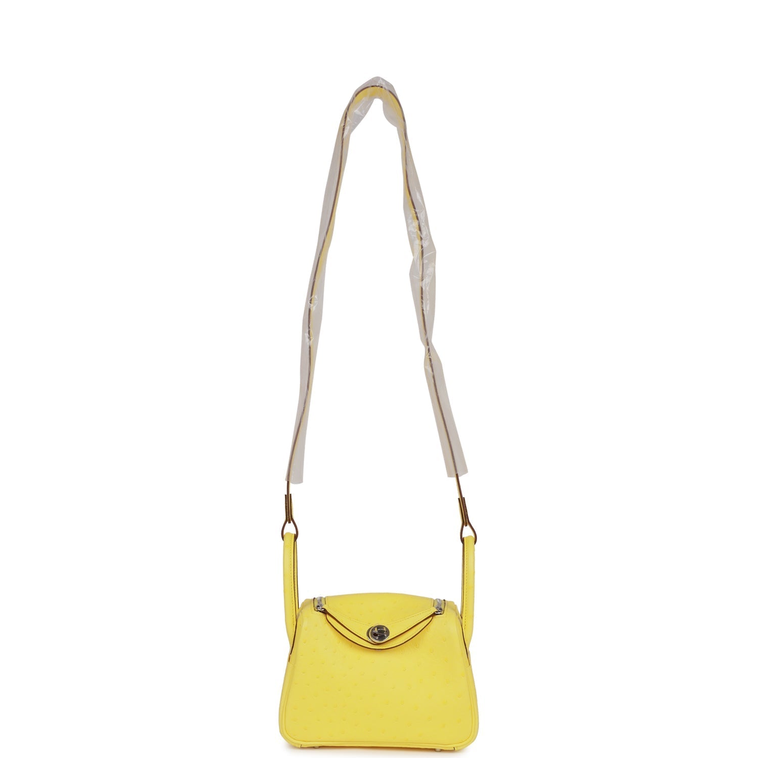 Hermès Mini Lindy Jaune Citron Ostrich Palladium Hardware