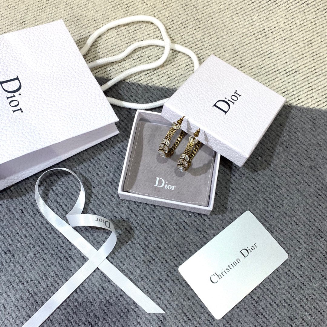 Vintage Rhinestone Letter Earrings