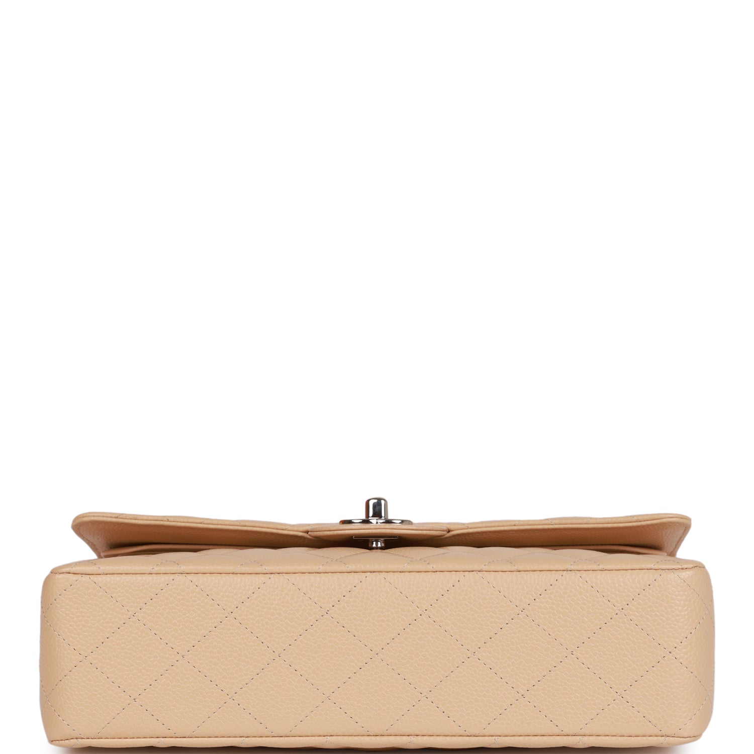 Medium Classic Double Flap Bag Beige Caviar Silver Hardware