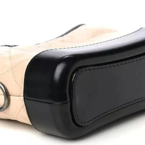 Aged Calfskin Quilted Small Gabrielle Hobo Beige Black