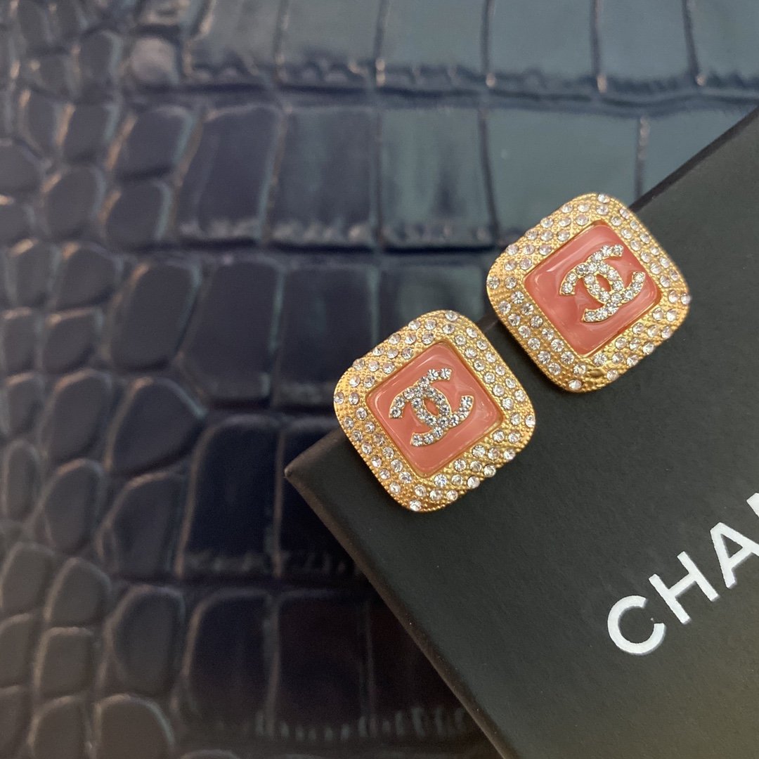 Candy Color Square Rhinestone Stud Earrings