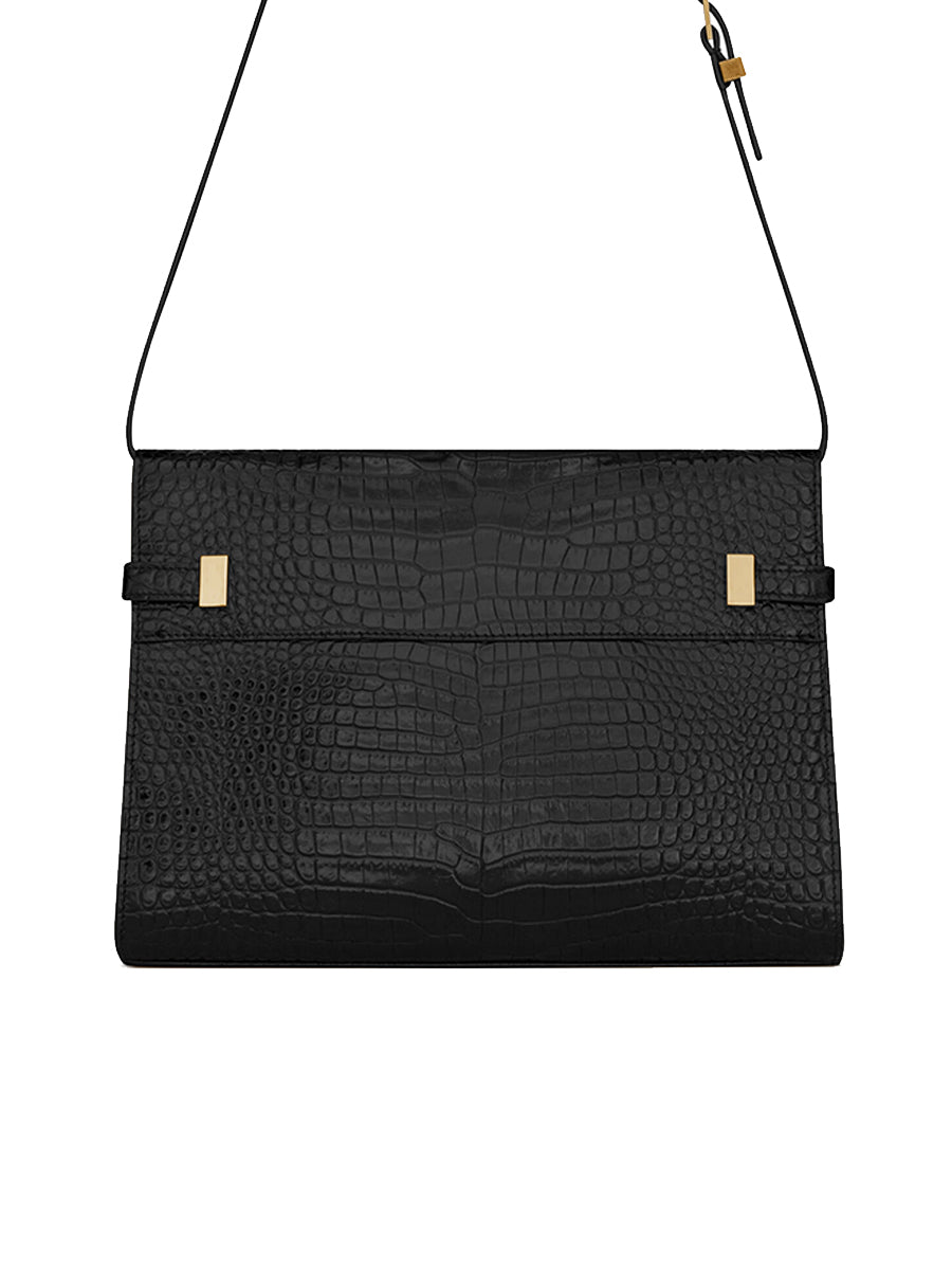 YSL Manhattan Shoulder Bag in Crocodile Embossed Shiny Leather