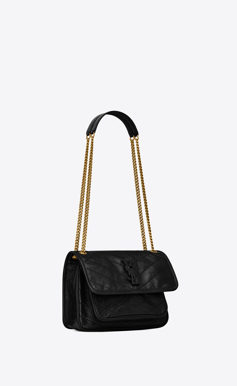 YSL Niki Medium Chain Bag in Crinkled Vintage Leather