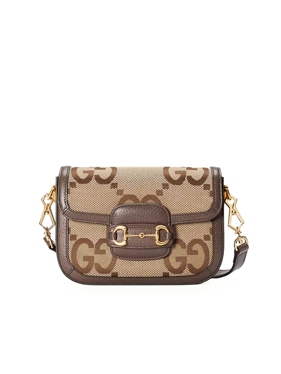 Gucci Gucci Horsebit 1955 Jumbo GG Mini Bag in Camel/Ebony