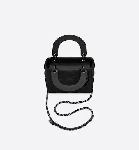 MINI LADY DIOR BAG Black Ultramatte Cannage Calfskin