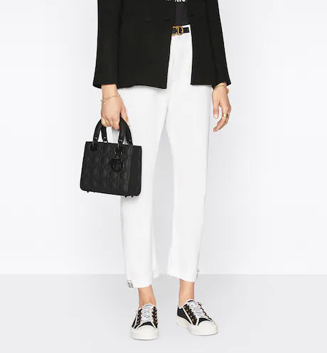 SMALL LADY DIOR MY ABCDIOR BAG Black Ultramatte Cannage Calfskin