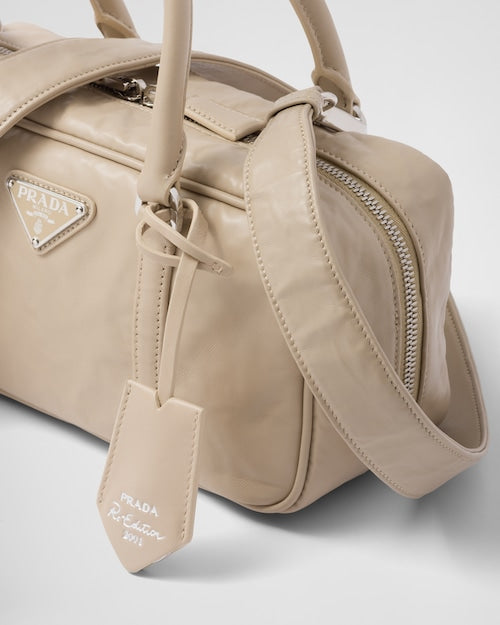 Prada Small antique nappa leather top handle bag - Desert Beige