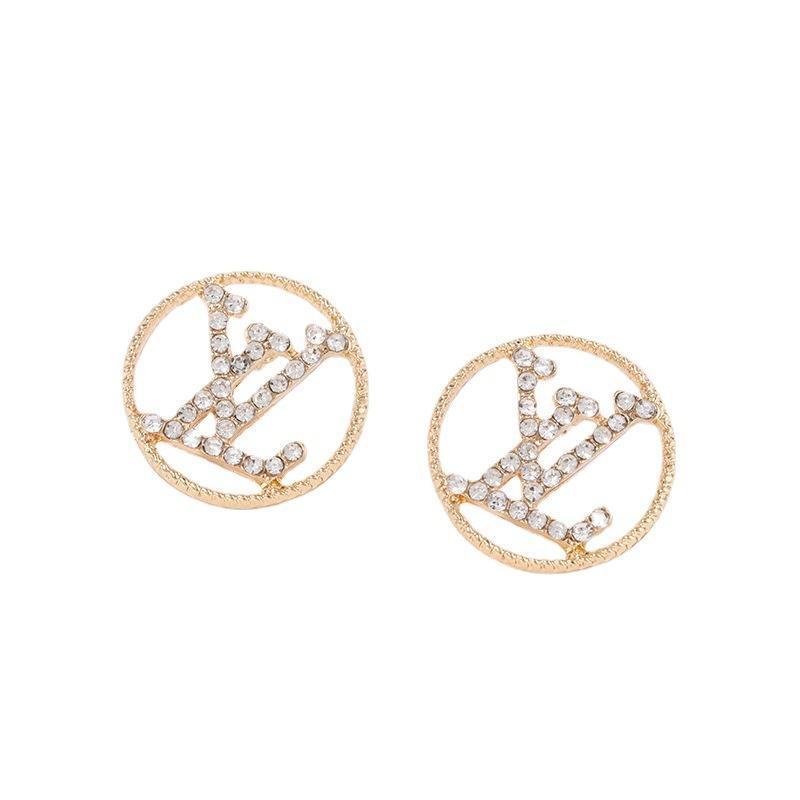 Round Letter Rhinestone Earrings