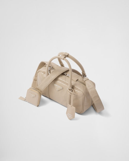 Prada Small antique nappa leather top handle bag - Desert Beige