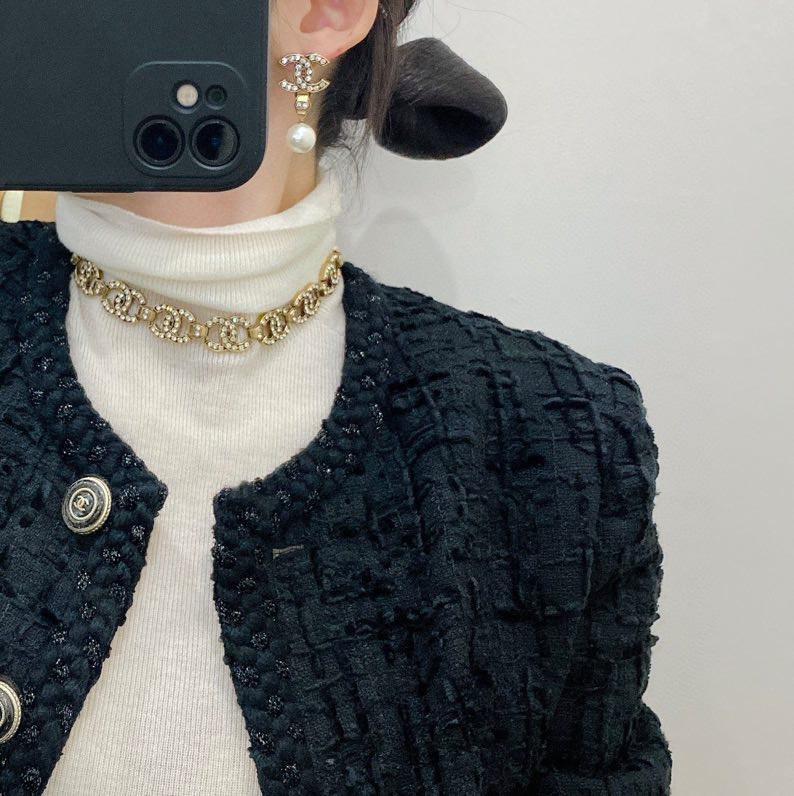 Letter Diamond Pearl Pendant Earrings