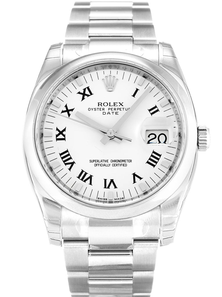 Replica Rolex Oyster Perpetual Date 34mm White Dial 115200