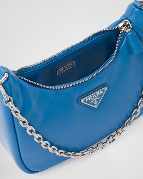 Padded nappa-leather Prada Re-Edition shoulder bag - Light Blue