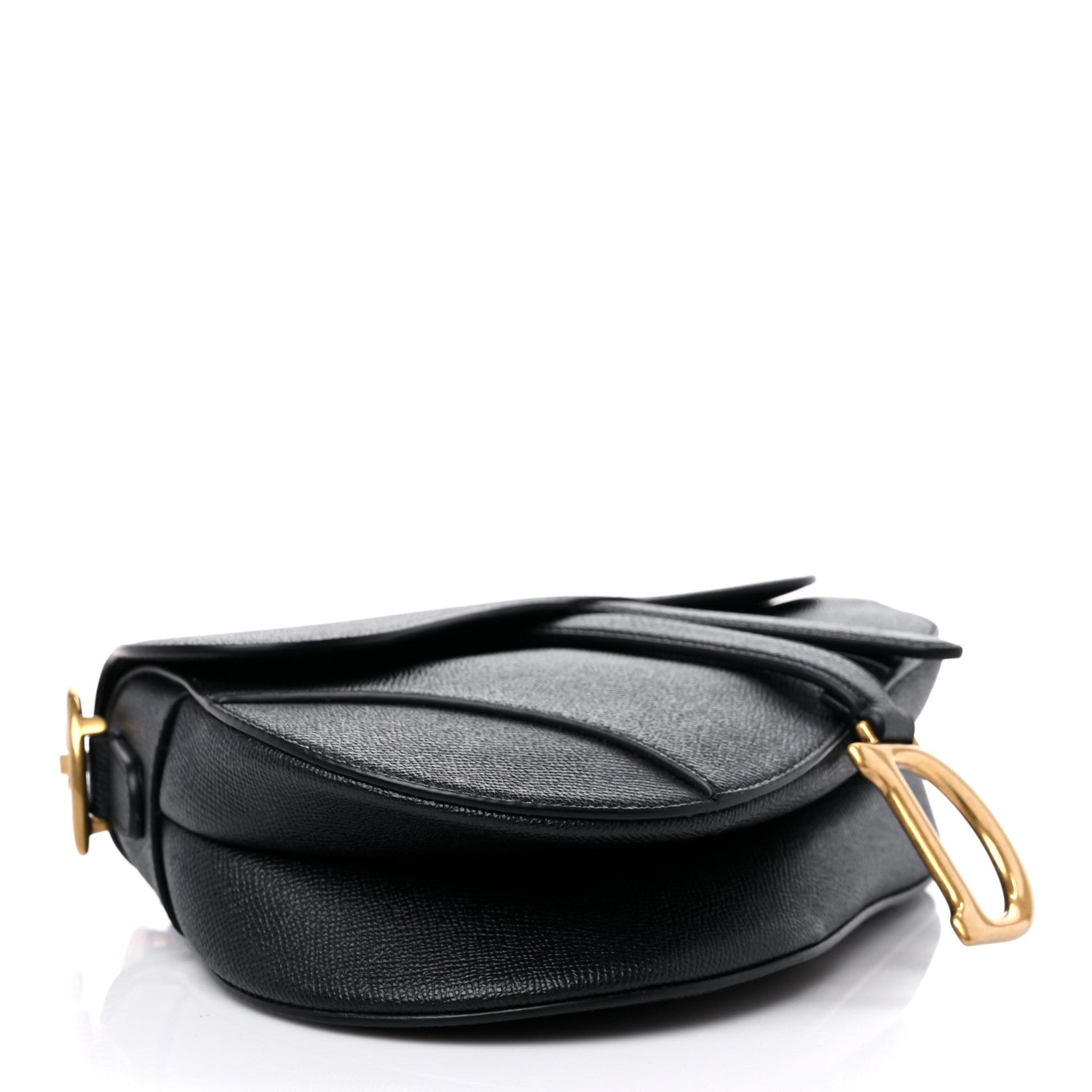 CHRISTIAN DIOR Grained Calfskin Saddle Bag Black