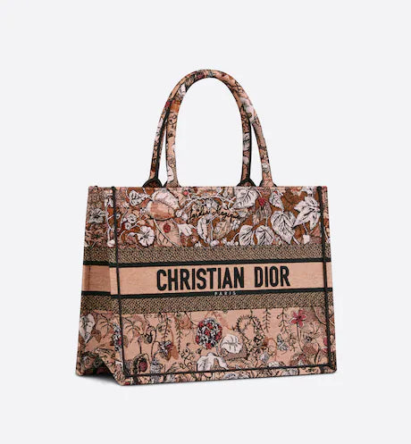 MEDIUM DIOR BOOK TOTE Powder Pink Dior Jardin Magique Embroidery (36 x 27.5 x 16.5 cm)