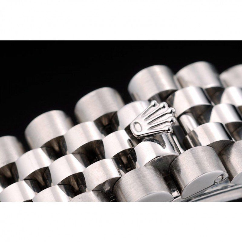 Swiss Rolex DateJust Stainless Steel Ribbed Bezel Flower Silver Dial 42001