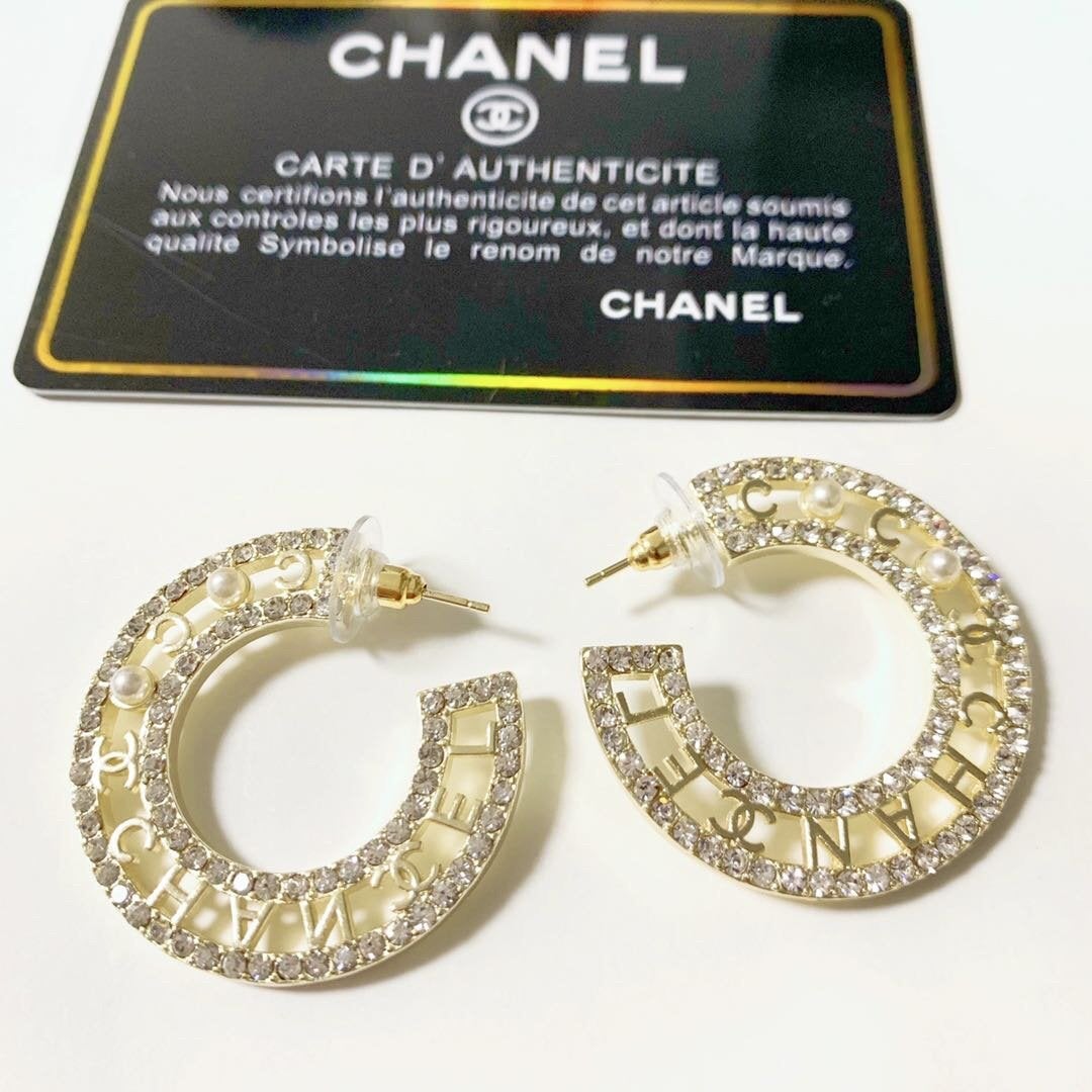 Fashion Letter Rhinestone Earrings