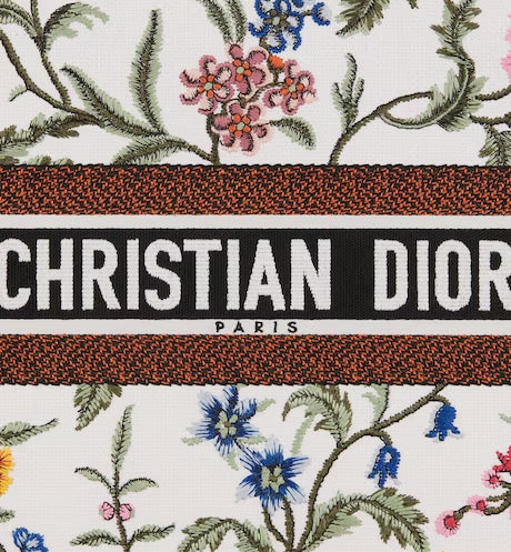 MEDIUM DIOR BOOK TOTE White Multicolor Dior Petites Fleurs Embroidery (36 x 27.5 x 16.5 cm)