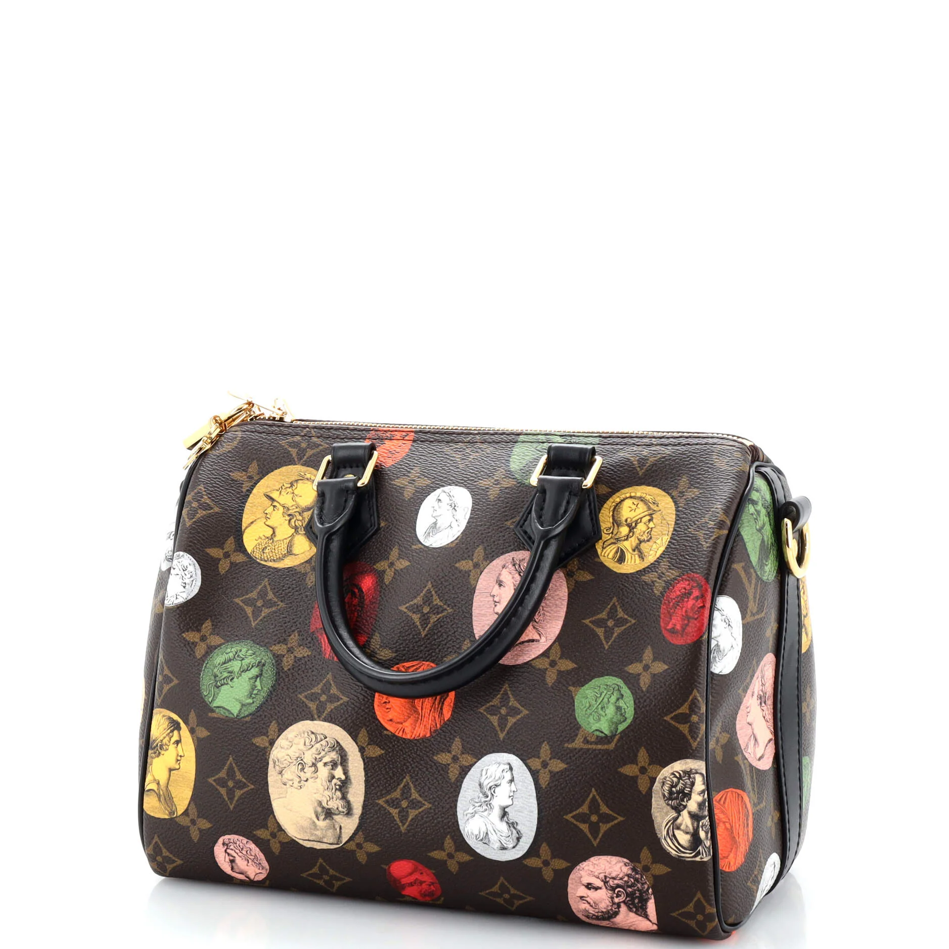 Speedy Bandouliere Bag Limited Edition Fornasetti Cameo Monogram Canvas 25