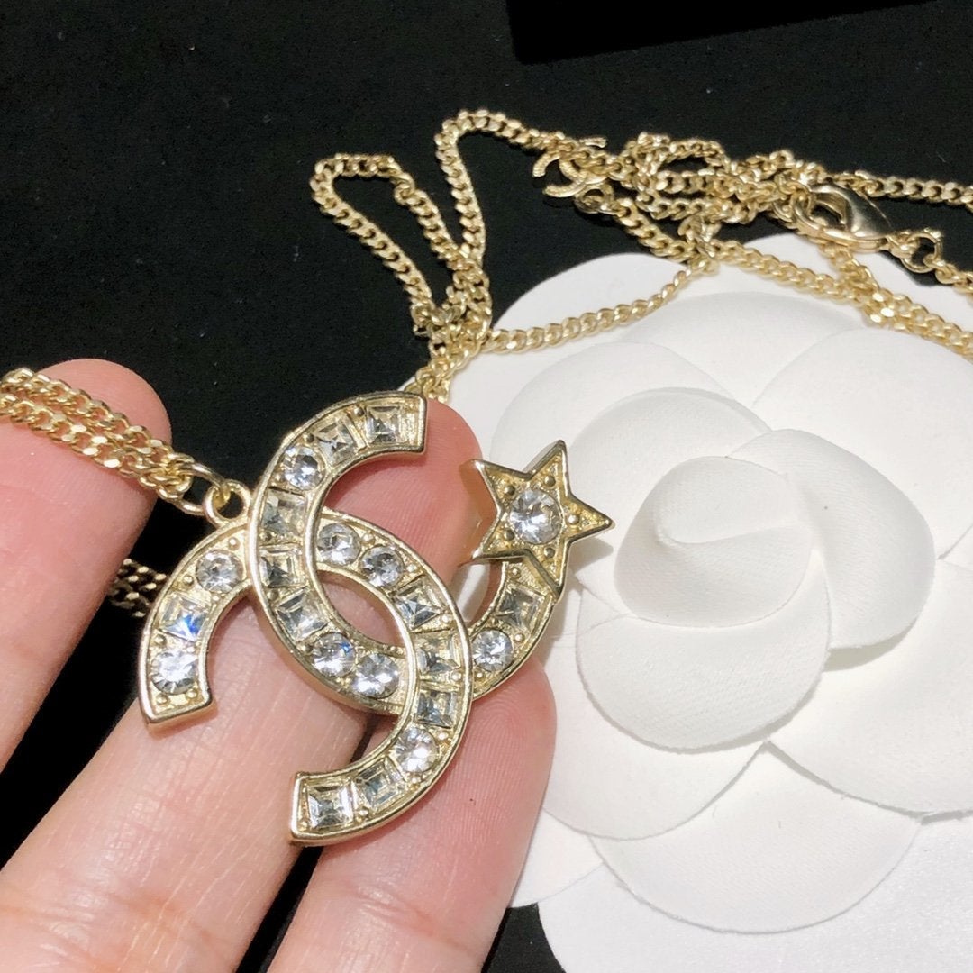 Fashion Double C Star Crystal Necklace