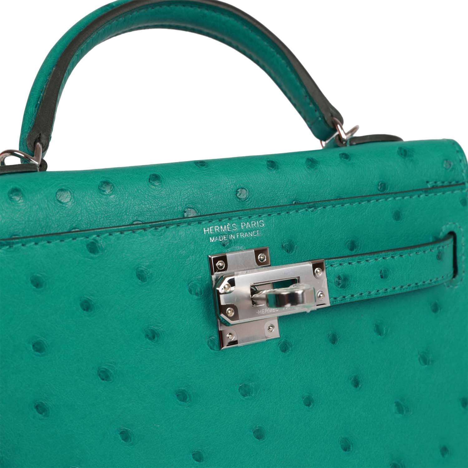 Hermès Kelly Sellier 20 Vert Verone Ostrich Palladium Hardware