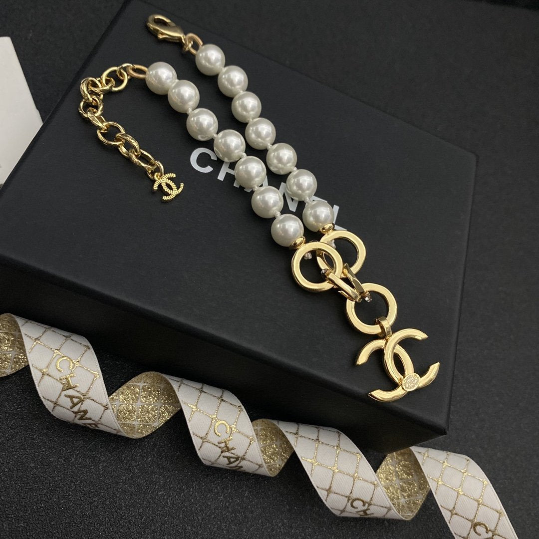 Fashion three-ring spliced pearl bracelet