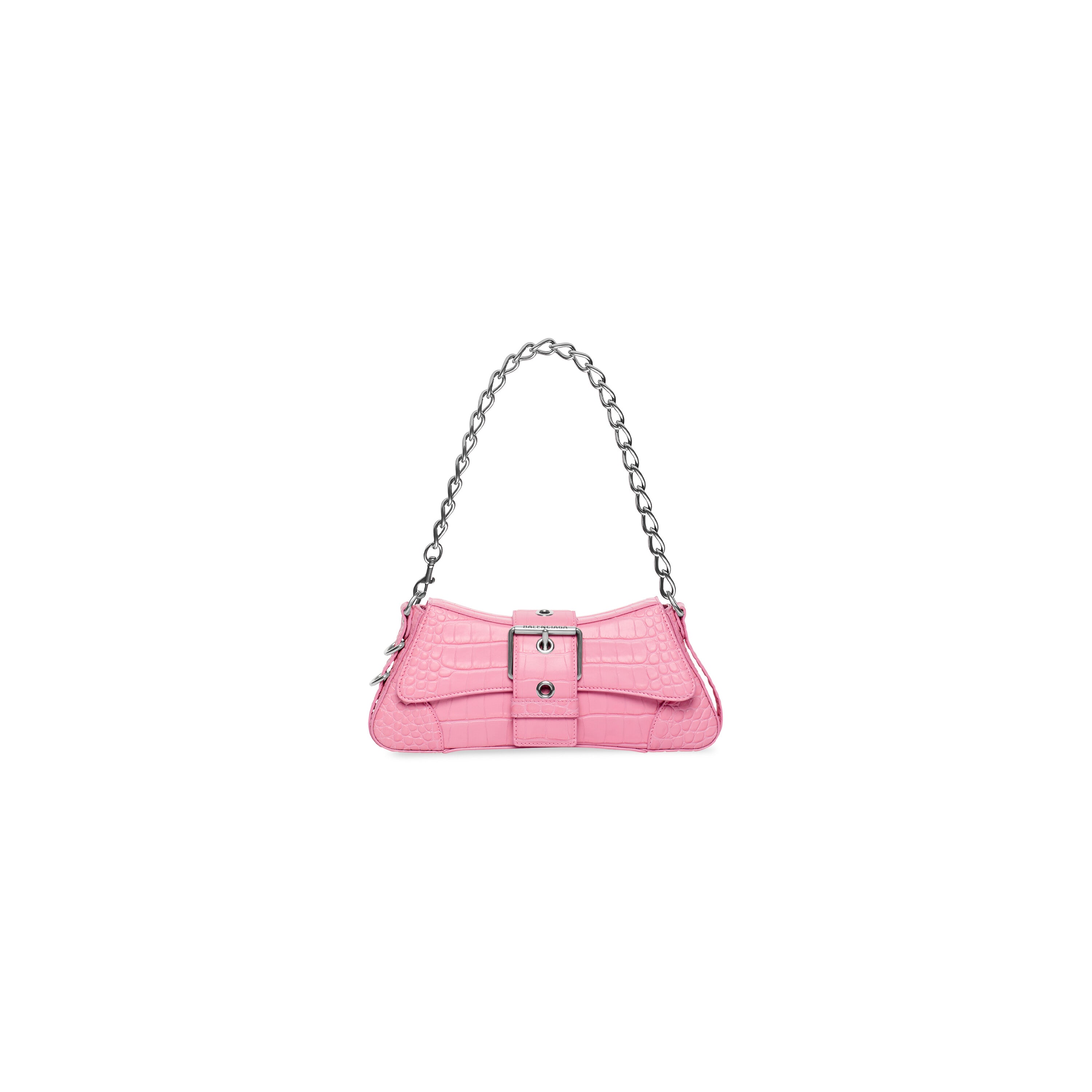 WOMEN'S LINDSAY SMALL SHOULDER BAG WITH STRAP CROCODILE EMBOSSED IN LIGHT PINK