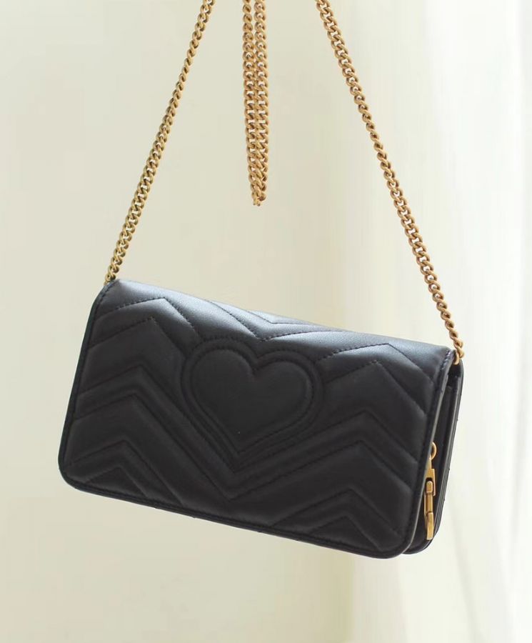 Gucci Marmont GG Mini Quilted Black Leather Cross Body Bag 488426 Black