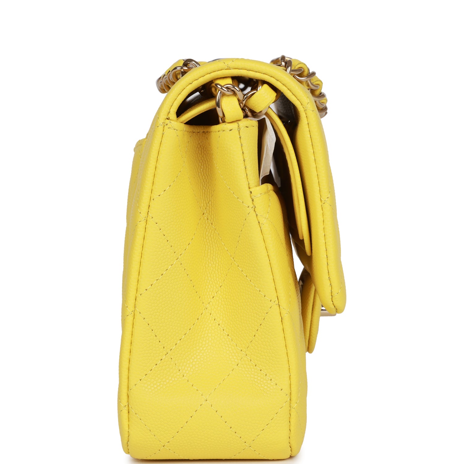 Medium Classic Double Flap Bag Yellow Caviar Light Gold Hardware